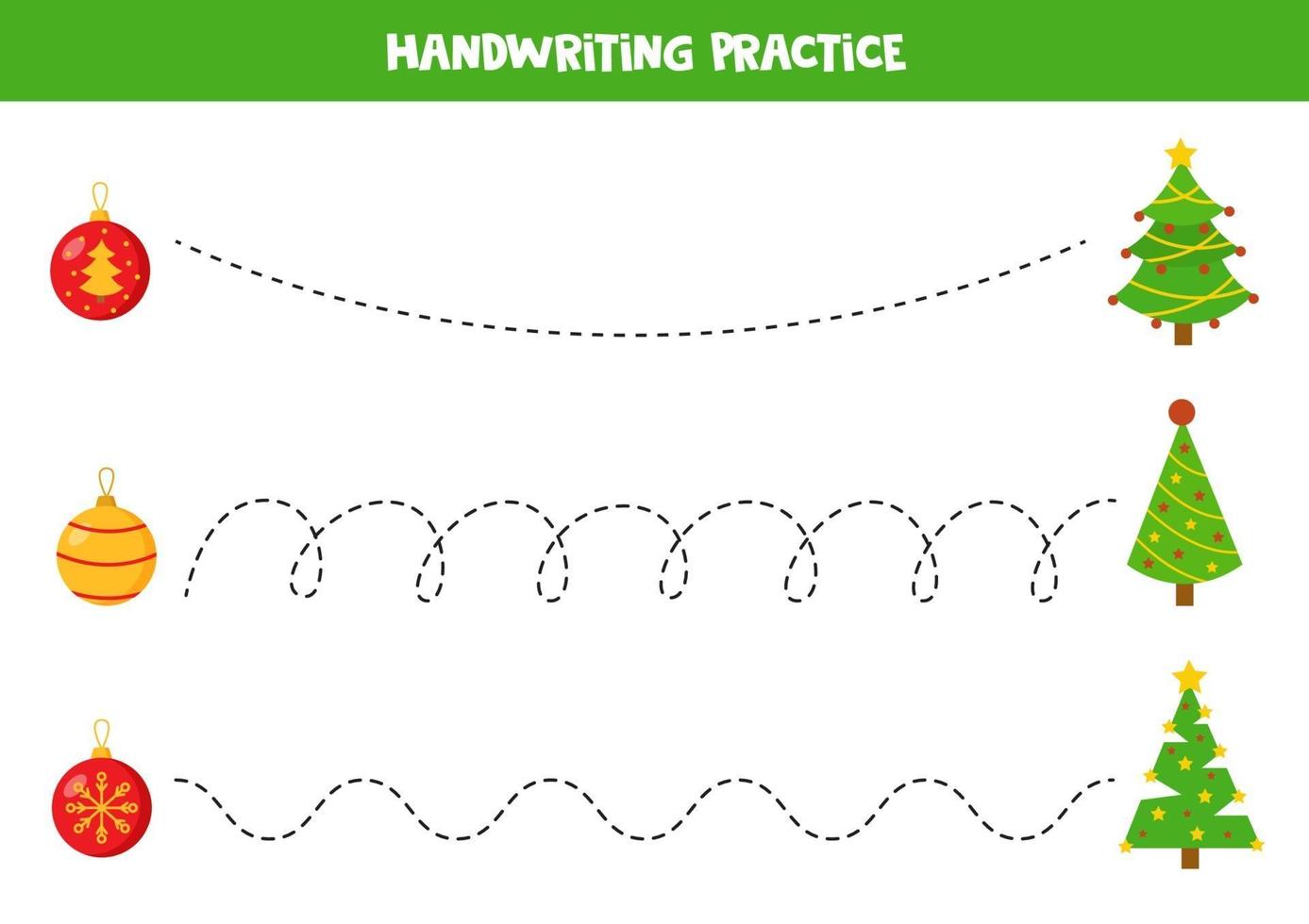 tracez les lignes avec des sapins et des boules de Noël. vecteur