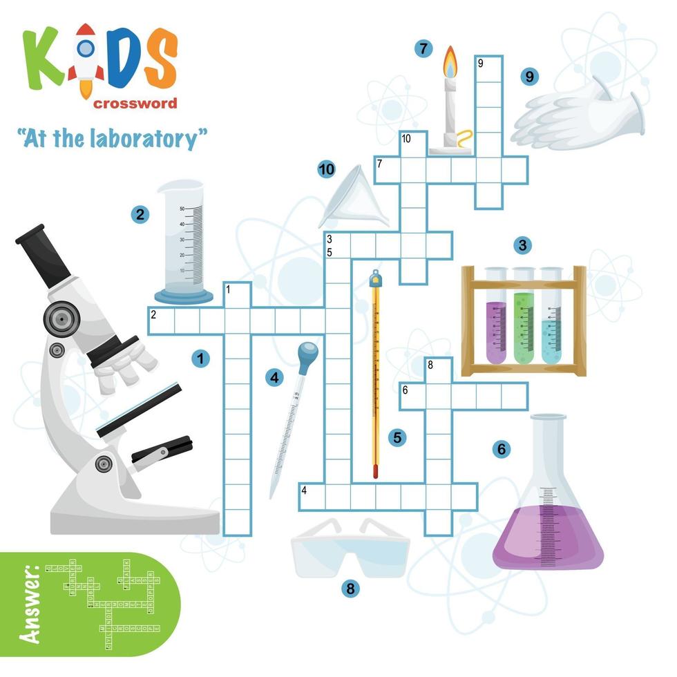 aux mots croisés du laboratoire. puzzle vecteur