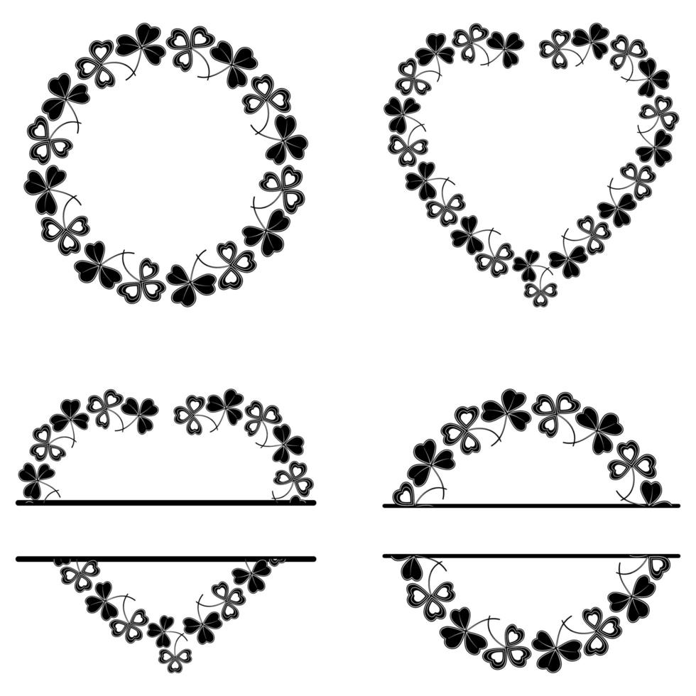 ensemble de cadres botaniques en trèfle vecteur