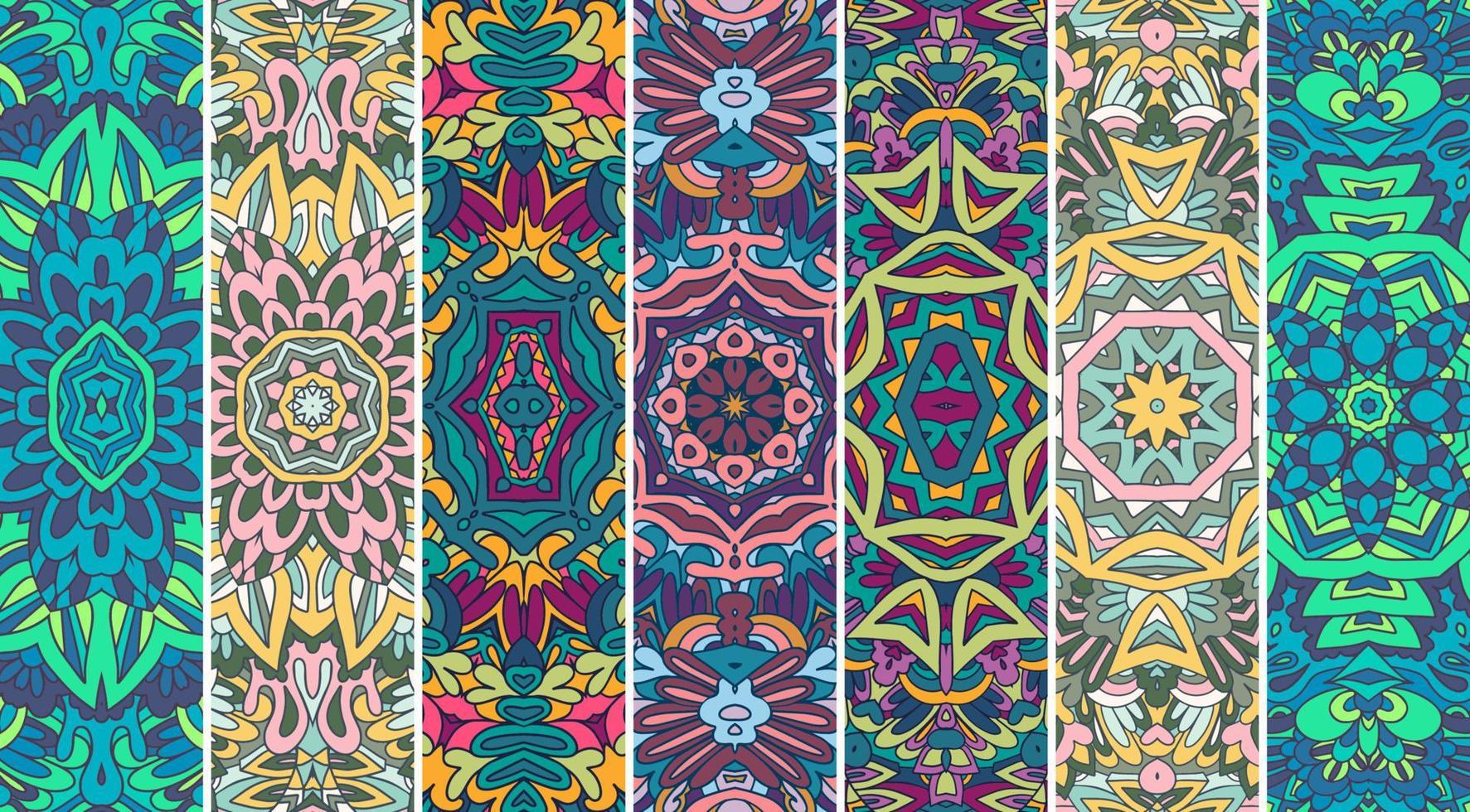 ethnique tribal géométrique bannière collection avec espiègle géométrique art dans brillant couleurs vecteur