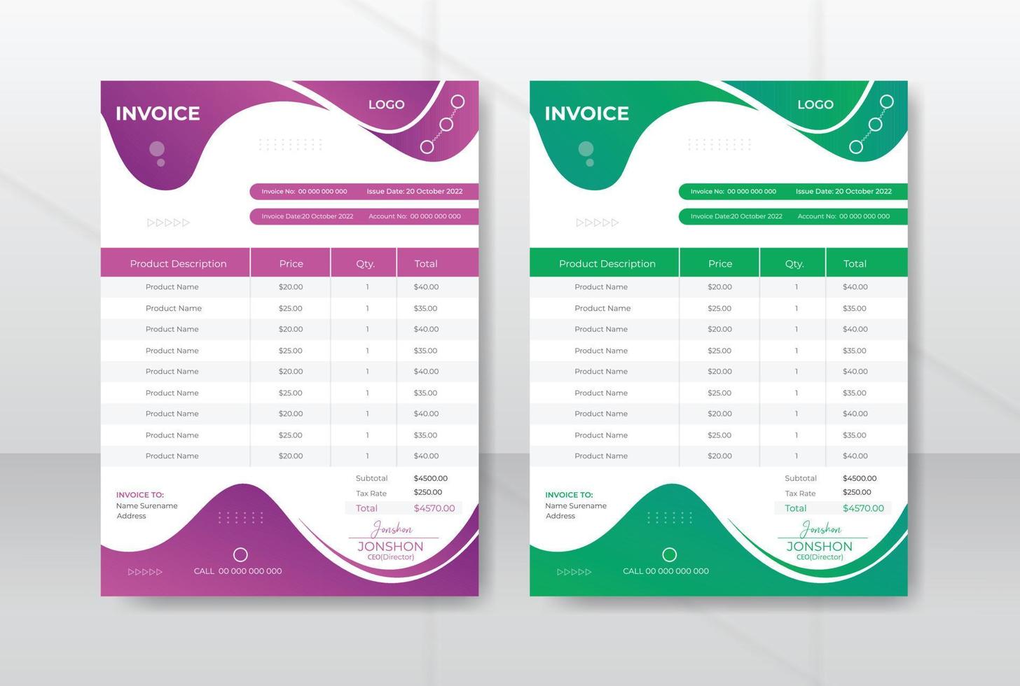 Créatif et moderne entreprise affaires commercialisation agence facture d'achat modèle conception ou prospectus affiche disposition a4 Taille vecteur