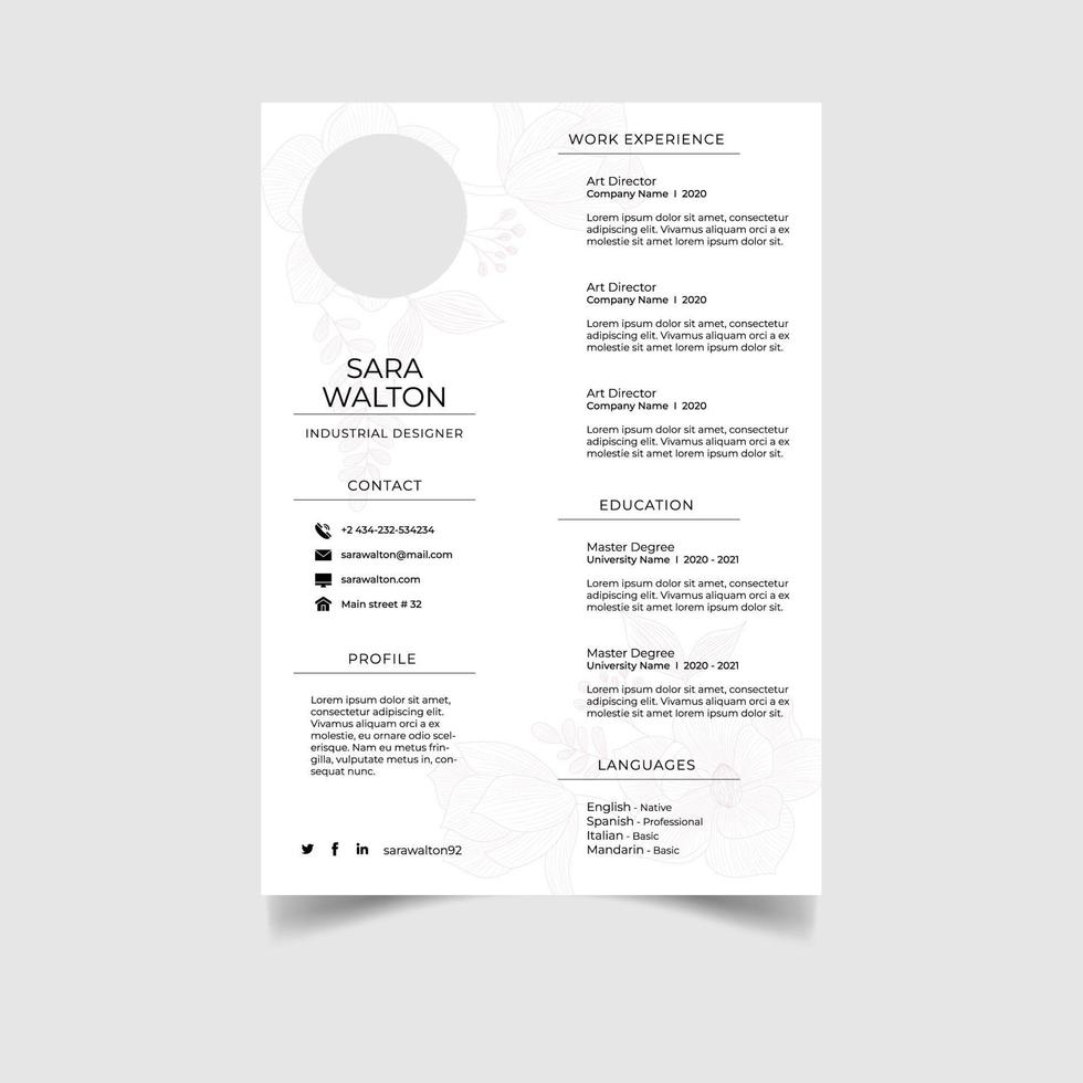 modèle de conception de CV créatif vecteur