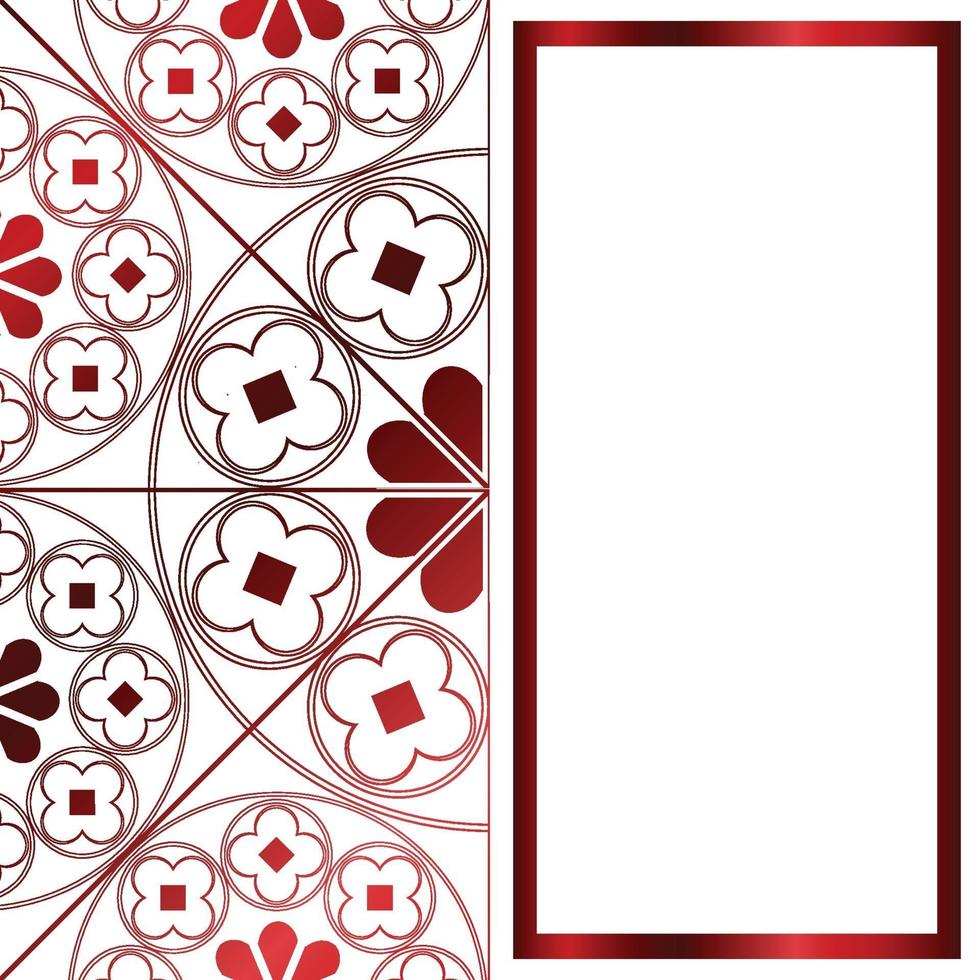 modèle de fond floral motif médiéval rectangle rouge métallique vecteur
