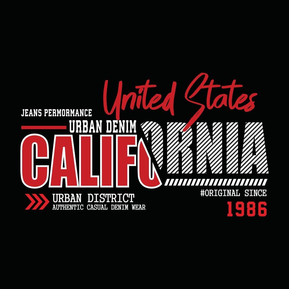 conception de t-shirt typographie denim usa california vecteur