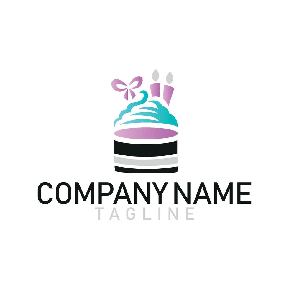 gâteau icône logo conception avec vecteur