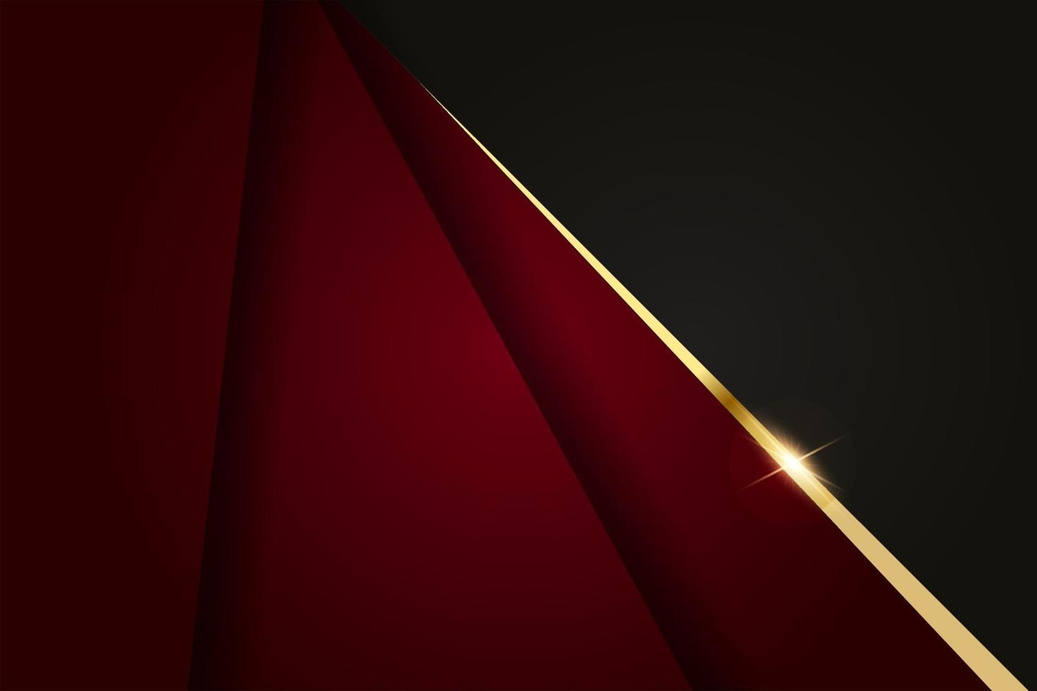 fond de luxe rouge moderne avec ligne dorée et lumière dorée brillante. vecteur