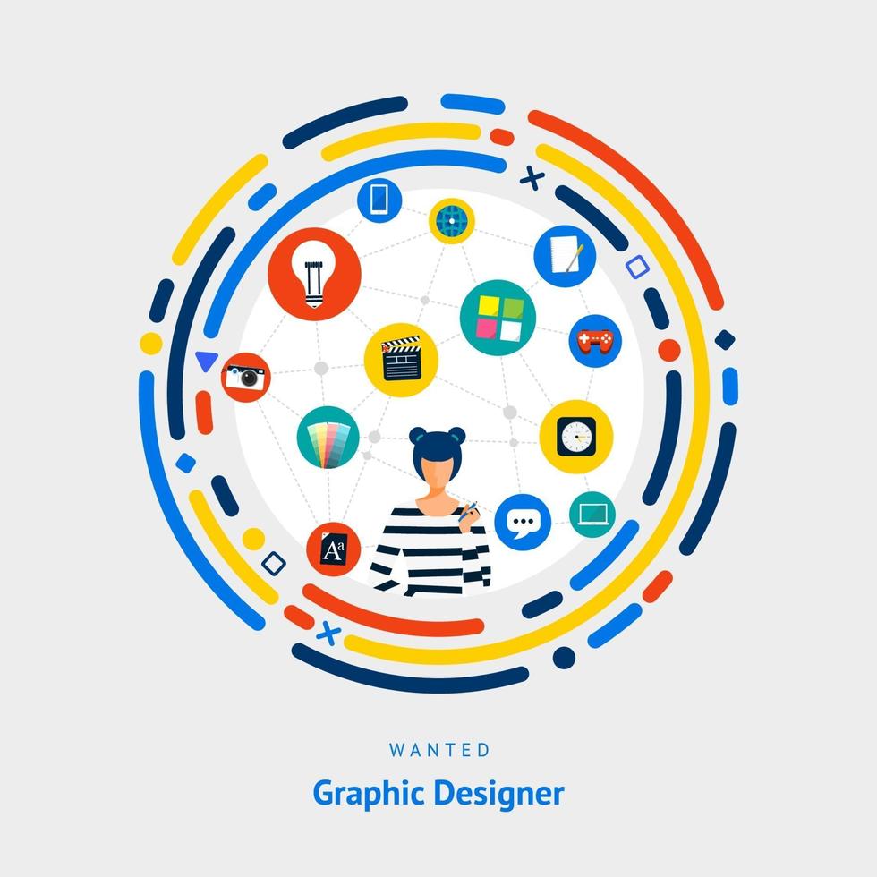 compétences en conception graphique recherchées vecteur