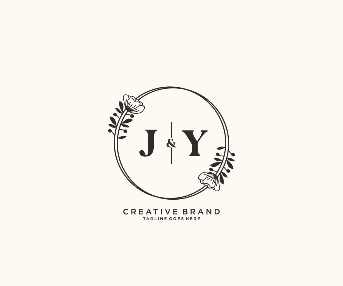 initiale jy des lettres main tiré féminin et floral botanique logo adapté pour spa salon peau cheveux beauté boutique et cosmétique entreprise. vecteur