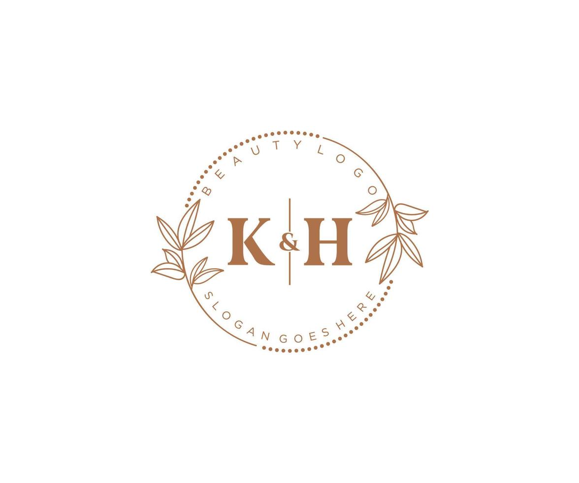 initiale kh des lettres magnifique floral féminin modifiable premade monoline logo adapté pour spa salon peau cheveux beauté boutique et cosmétique entreprise. vecteur