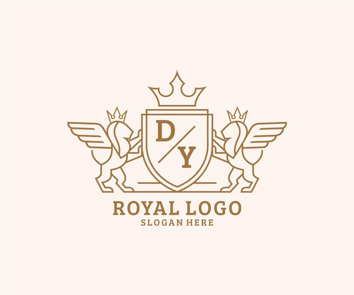 initiale mourir lettre Lion Royal luxe héraldique, crête logo modèle dans vecteur art pour restaurant, royalties, boutique, café, hôtel, héraldique, bijoux, mode et autre vecteur illustration.