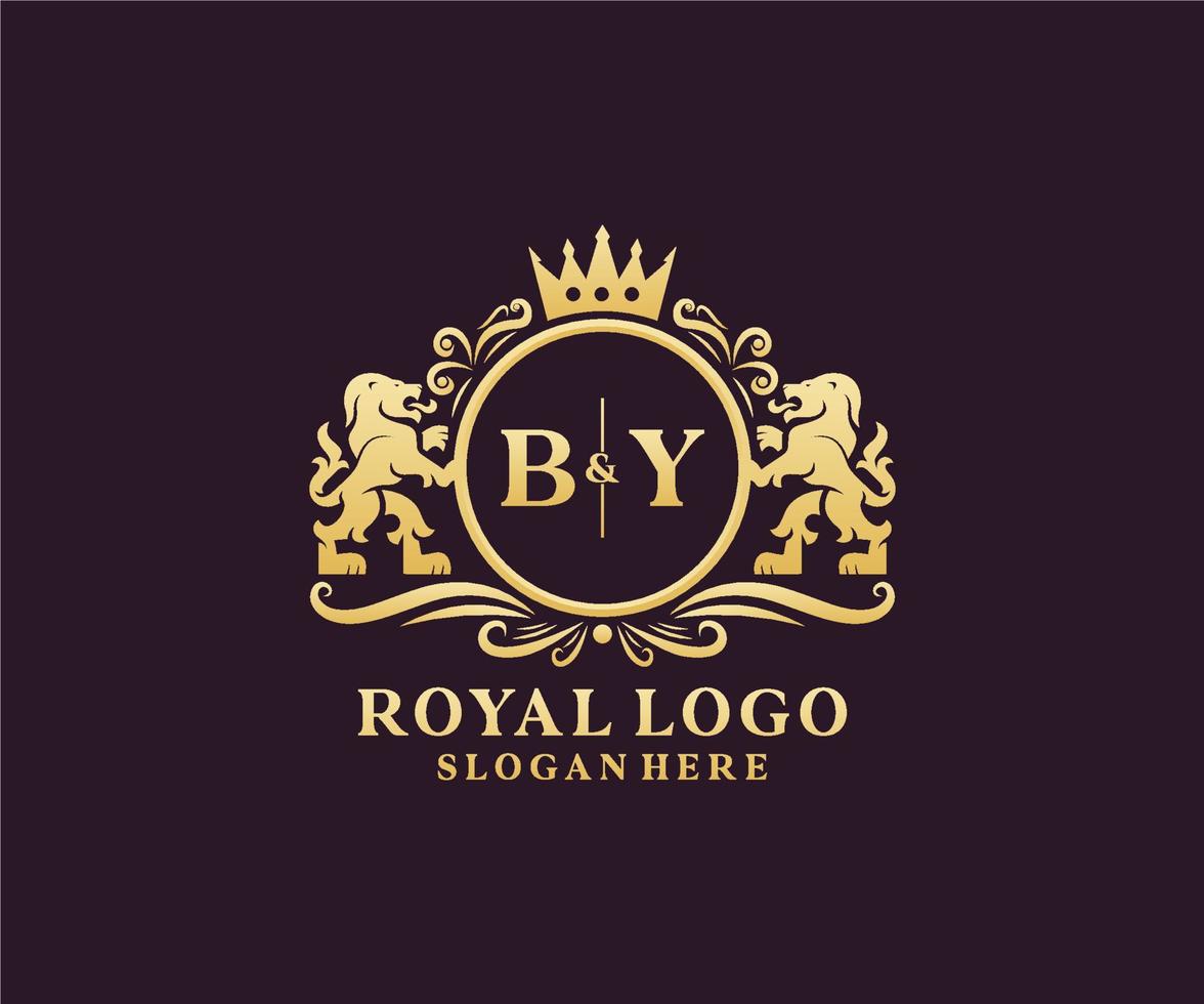 initial par lettre modèle de logo de luxe royal lion dans l'art vectoriel pour le restaurant, la royauté, la boutique, le café, l'hôtel, l'héraldique, les bijoux, la mode et d'autres illustrations vectorielles.