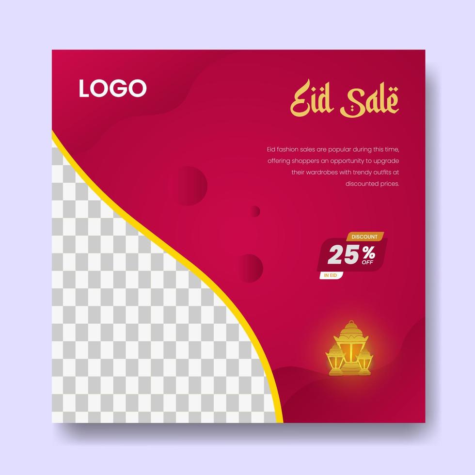 eid mode vente bannière et social médias Publier modèle, Ramadan kareem thème vente carré prospectus et bannière. gros vente paquet eid les publicités poste, salutation carte islamique Contexte conception avec lanterne, moitié lune vecteur