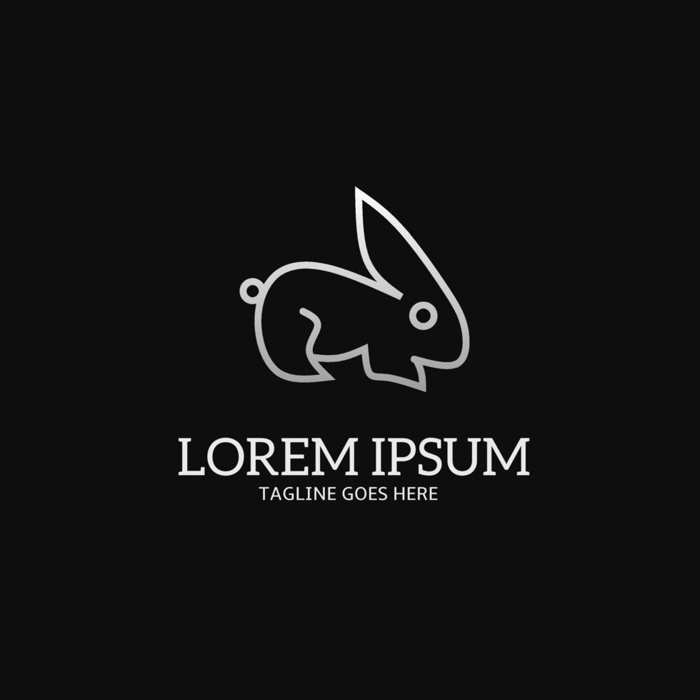 lapin logo modèle ligne art minimaliste argent Couleur vecteur