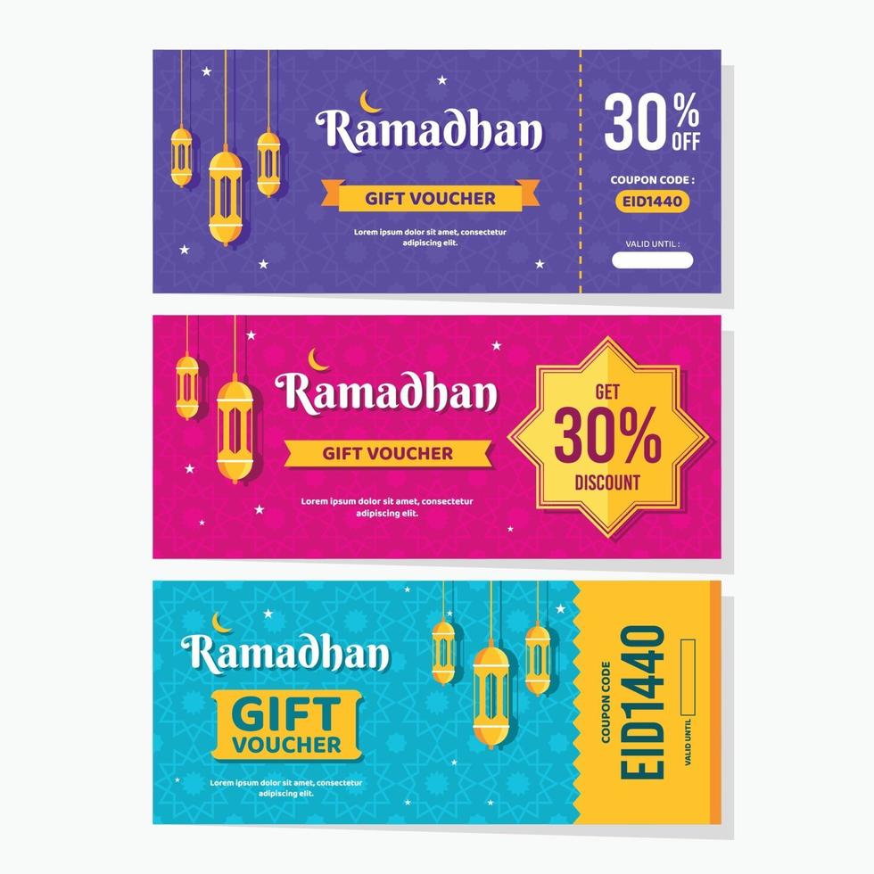 conception de vente de bons de ramadhan coloré vecteur