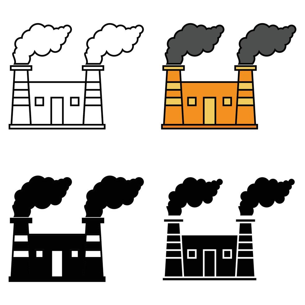 usine bâtiment, industrie icône ensemble. Facile plat conception sur blanc arrière-plan, vecteur illustration