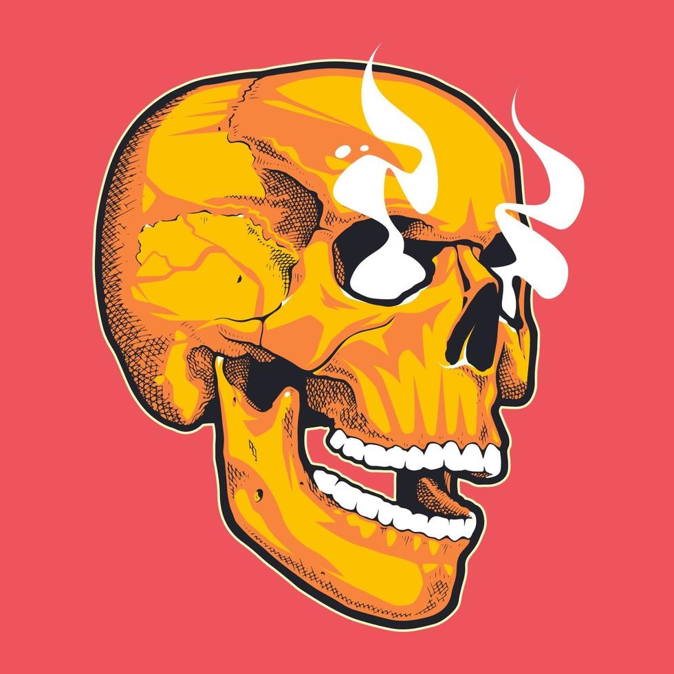crâne de style pop art avec des yeux fumants vecteur
