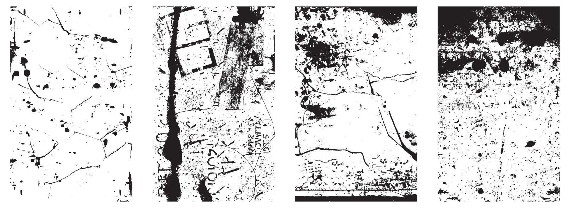 ensemble de grunge affligé vecteur textures - noir et blanc arrière-plans avec éclabousser, rayure et tache effets. eps dix.