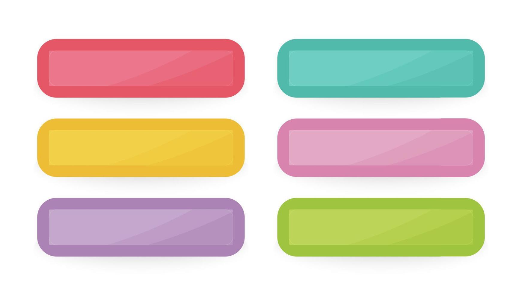 boutons d'interface colorés. ensemble de six boutons web abstraits modernes. illustration vectorielle vecteur