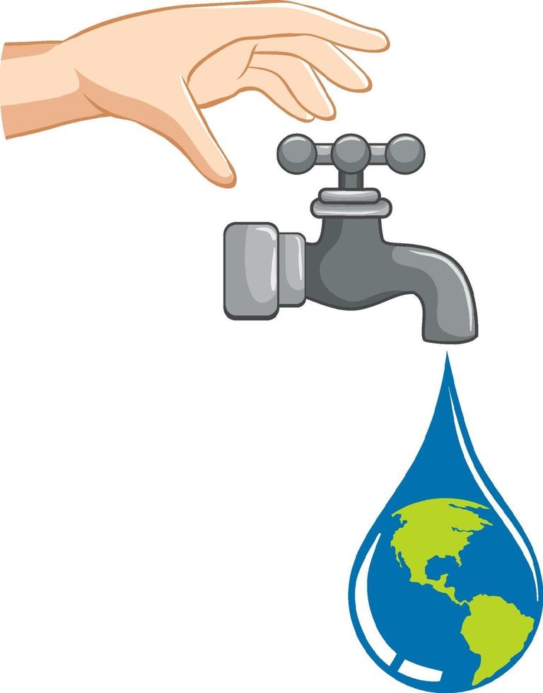 économisez le concept de l'eau avec de l'eau qui tombe du robinet vecteur