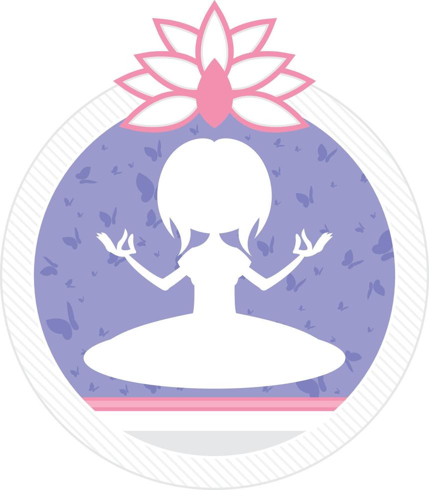 méditer yoga fille dans silhouette illustration vecteur