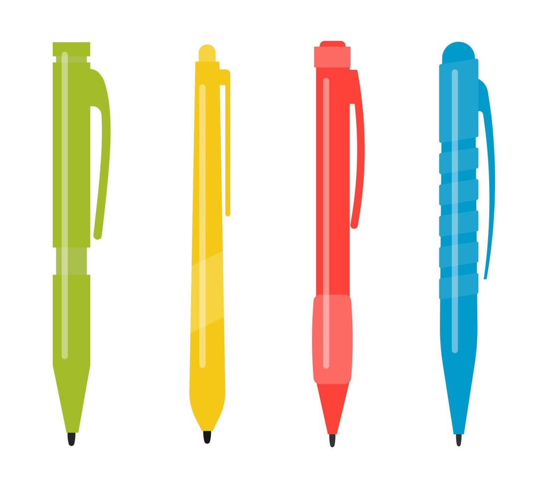 ensemble de quatre différent multicolore des stylos. vecteur illustration