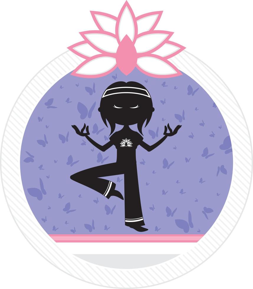 méditer yoga fille dans silhouette illustration vecteur