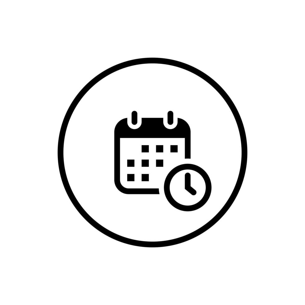Date temps icône vecteur isolé sur cercle contour