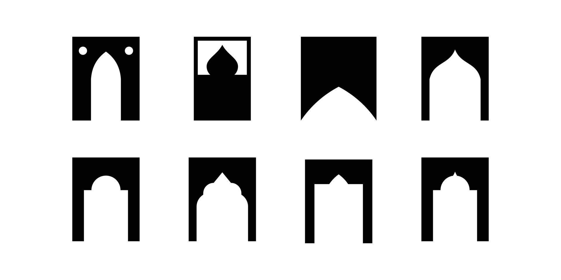 ensemble de arabe les fenêtres cambre divers formes pour mosquée, musulman et islamique architecture. vecteur réaliste ensemble de ancien arabe fenêtre cadres