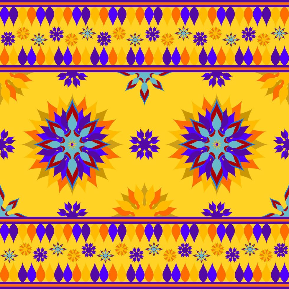 Orange Jaune et bleu géométrique sans couture modèle dans vecteur illustration conception pour tissu, tapis, foulard, tapis, emballage papier, tuile et plus