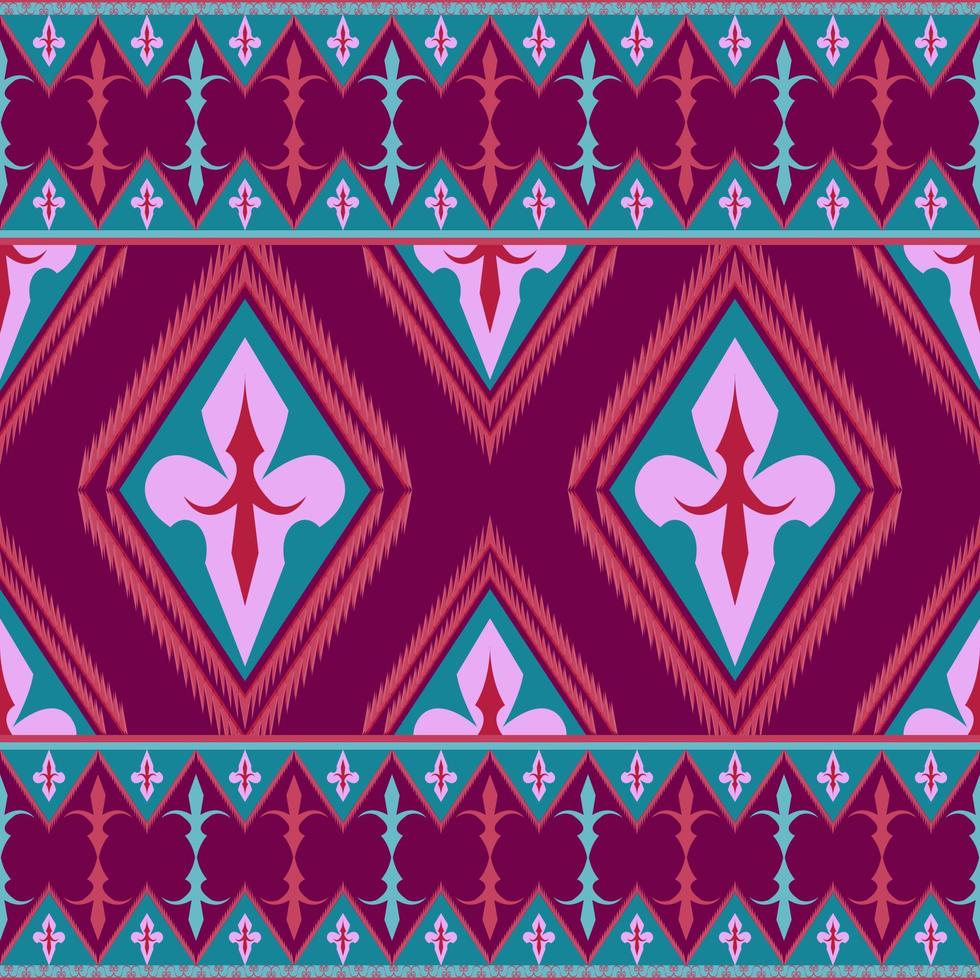 rouge et vert ethnique géométrique sans couture modèle dans vecteur illustration conception pour tissu, tapis, foulard, tapis, emballage papier, tuile et plus