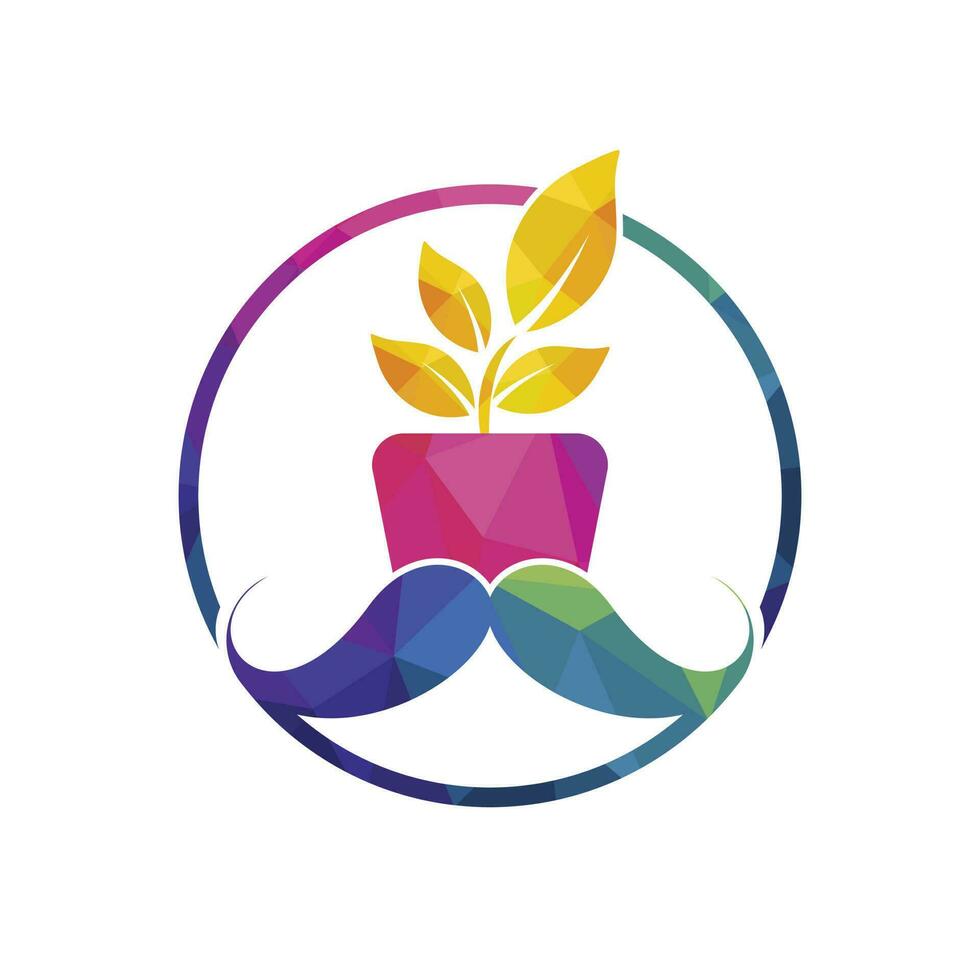 fleur pot avec moustache icône logo conception. vecteur