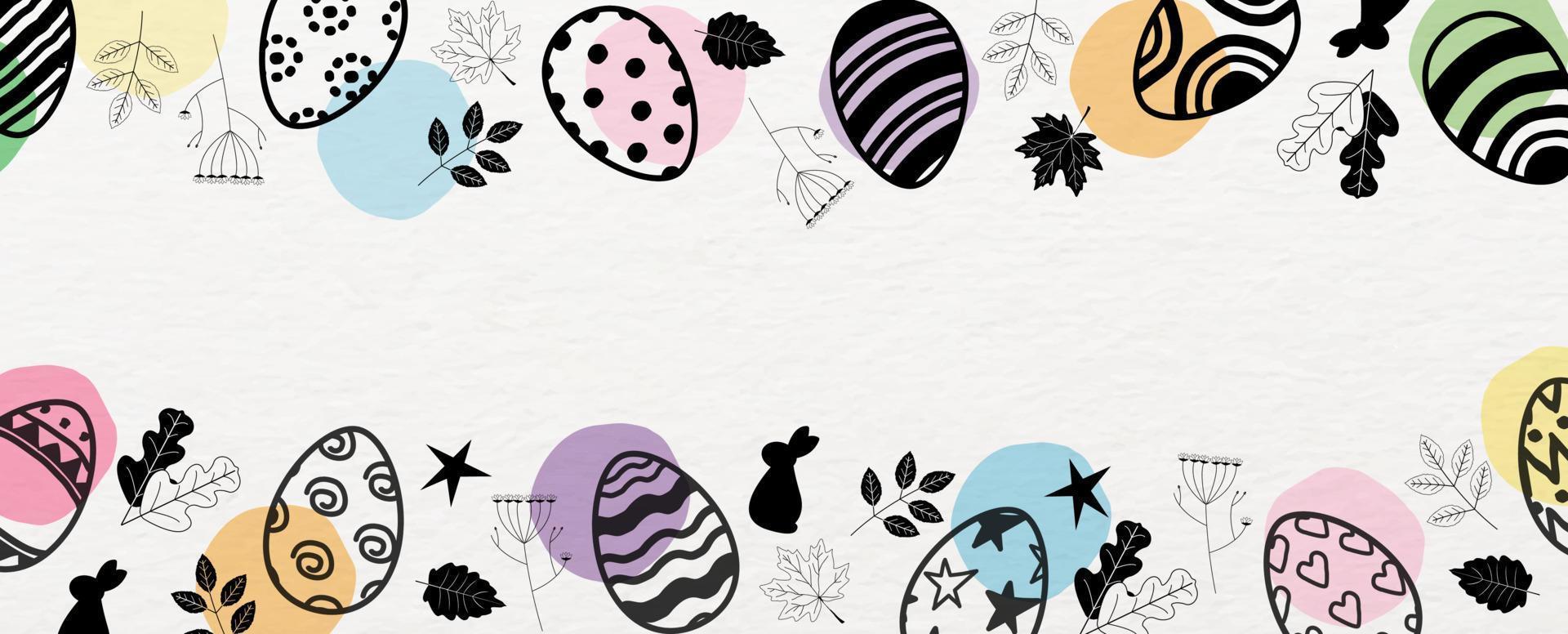 fermer et surgir Pâques des œufs avec décorer la nature et coloré point sur blanc papier modèle Contexte. vecteur