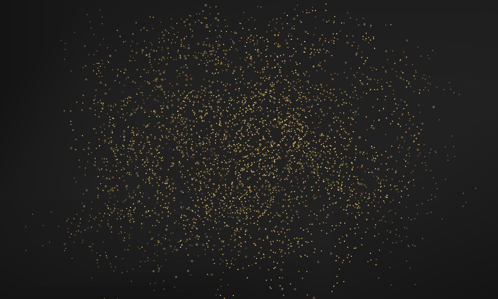 d'or briller texture sur noir Contexte. brillant d'or confettis particules. abstrait granuleux effet. vecteur illustration