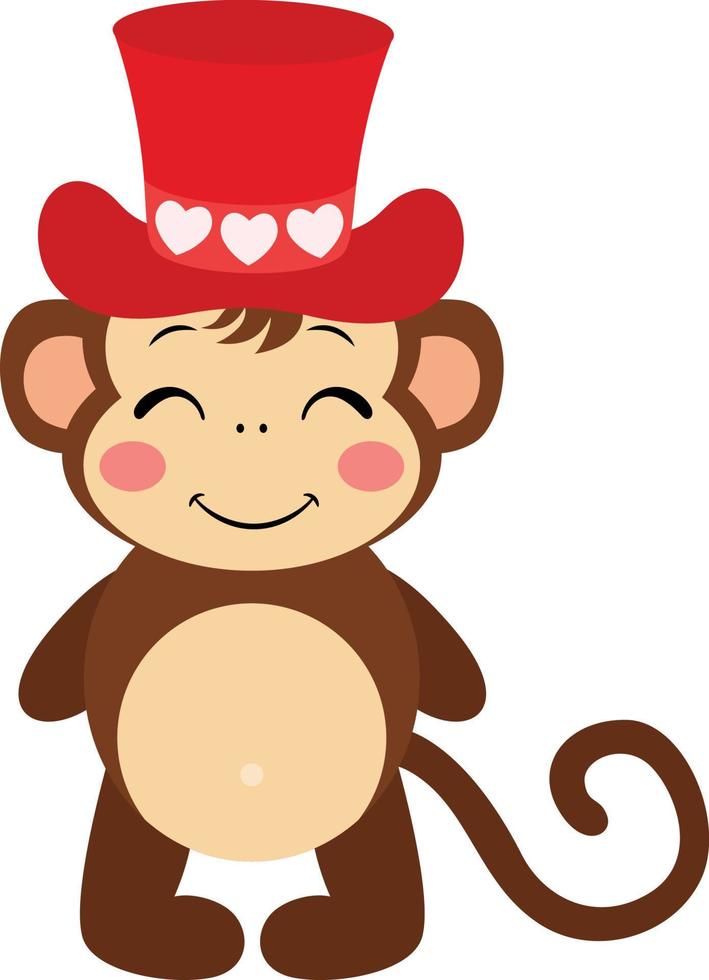 adorable singe avec rouge chapeau vecteur