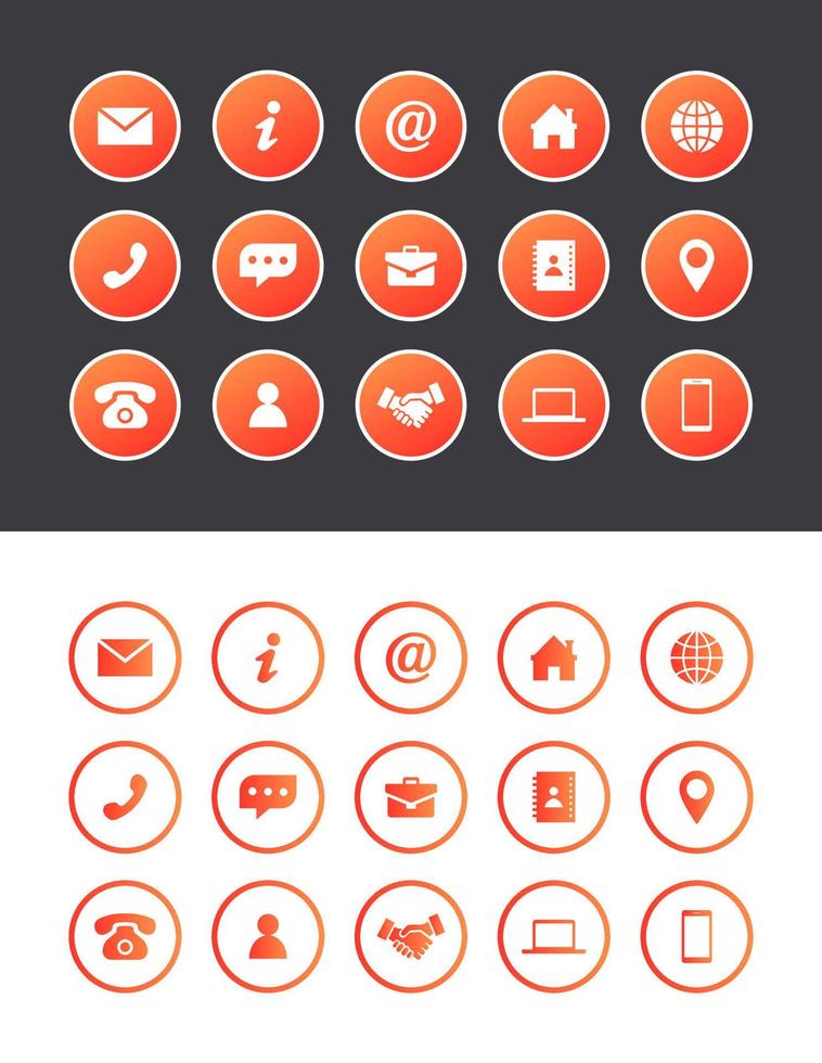 Orange circulaire ligne affaires vecteur icône ensemble