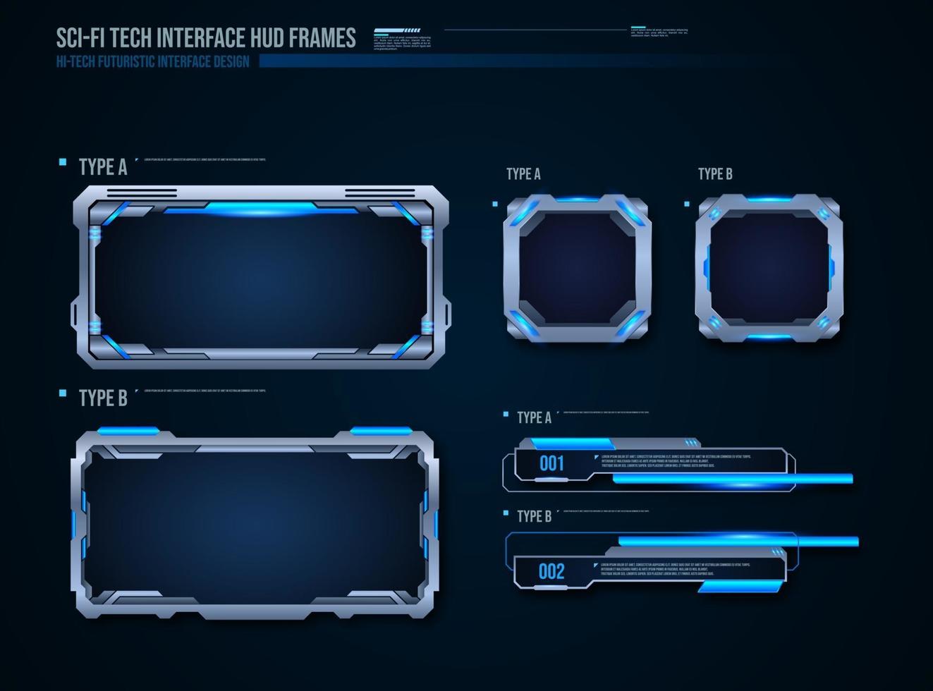 technologie futuriste cadres interface conception d'éléments hud pour les jeux d'interface utilisateur Web et application. interface utilisateur futuriste. modèle de conception de vecteur