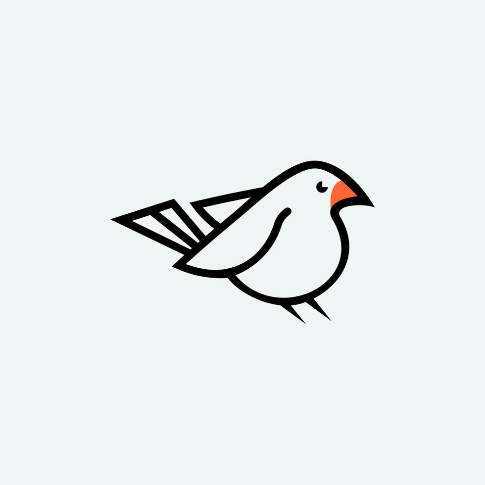 une oiseau avec une rouge le bec et une noir contour sur une blanc Contexte. vecteur