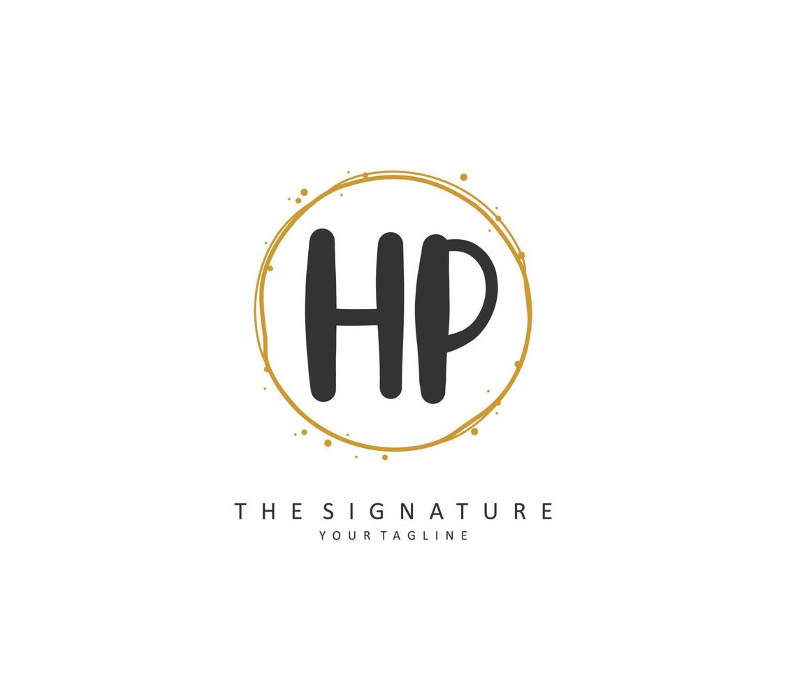hp initiale lettre écriture et Signature logo. une concept écriture initiale logo avec modèle élément. vecteur