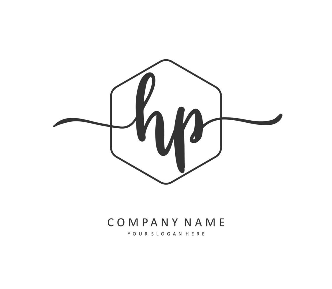 hp initiale lettre écriture et Signature logo. une concept écriture initiale logo avec modèle élément. vecteur