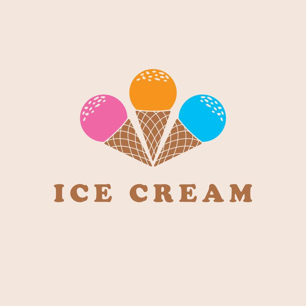la glace crème logo conception. sucré la glace crème ancien logotype. petit gâteau logo modèle. vecteur