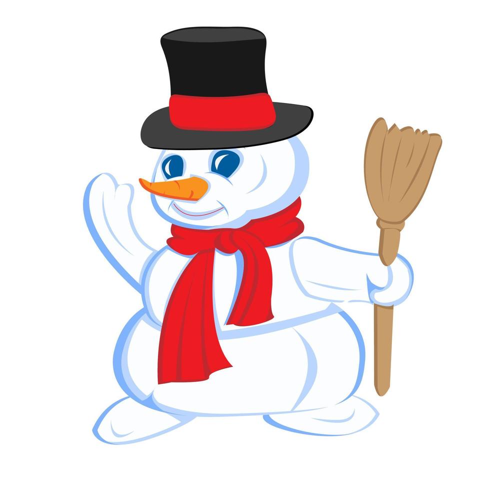 bonhomme de neige avec chapeau et écharpe isolé sur blanc Contexte vecteur