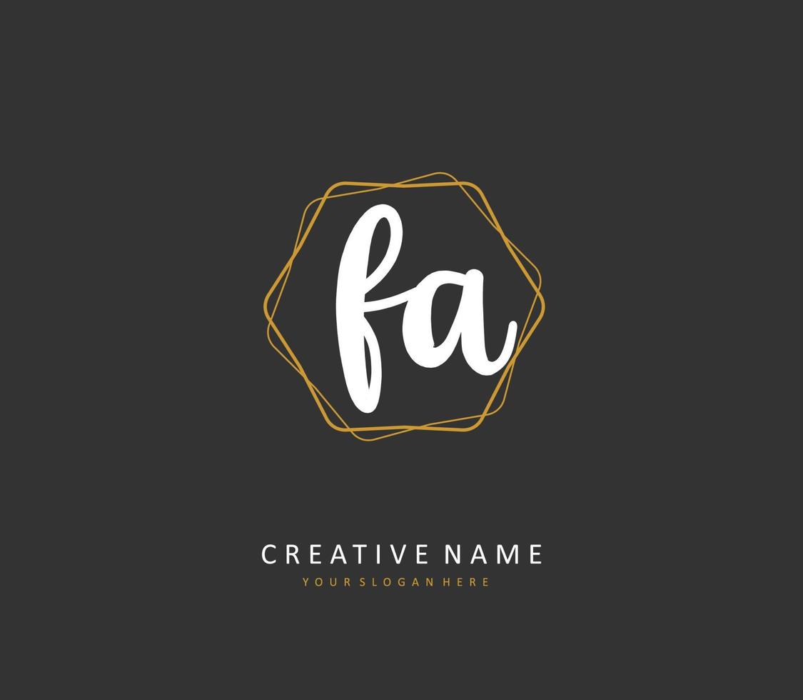 F une FA initiale lettre écriture et Signature logo. une concept écriture initiale logo avec modèle élément. vecteur