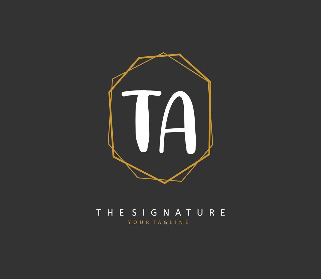 t une ta initiale lettre écriture et Signature logo. une concept écriture initiale logo avec modèle élément. vecteur