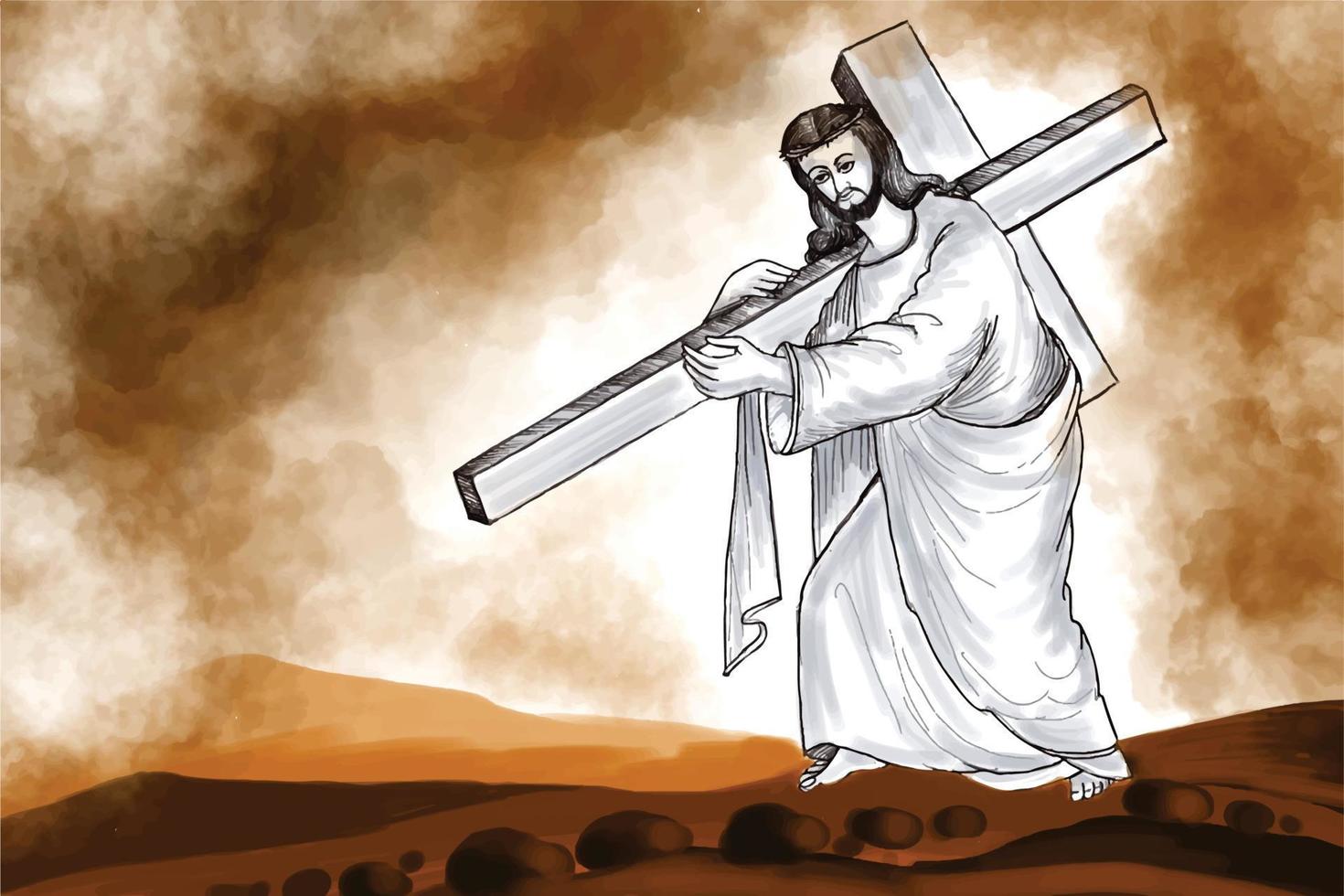 bien Vendredi de Jésus Christ crucifixion affiche Contexte vecteur