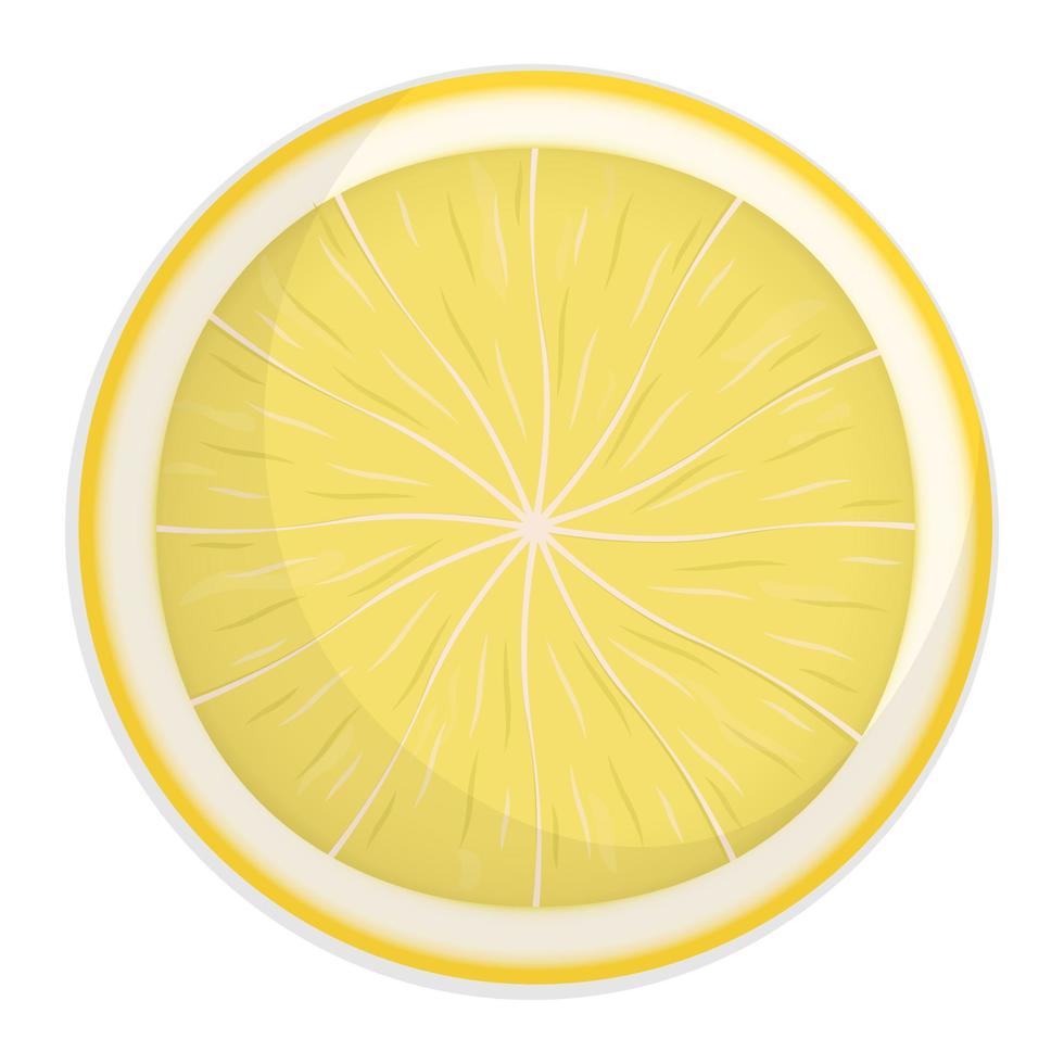 Frais citron tranche avec ombre isolé sur blanc, vecteur plat illustration