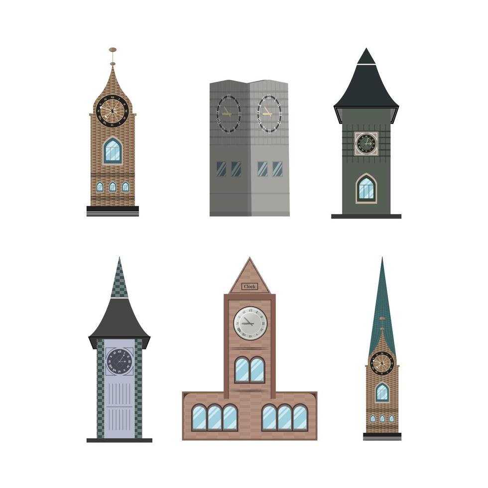 l'horloge la tour rétro colonial style bâtiment dessin animé vecteur gros ben illustration
