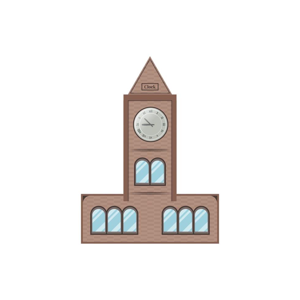 l'horloge la tour rétro colonial style bâtiment dessin animé vecteur gros ben illustration