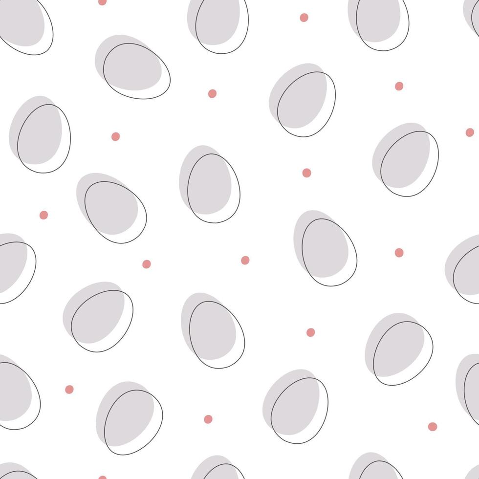 modèle sans couture avec des formes d'oeufs de Pâques et des pois ou des confettis. fond pour les dessins de printemps. palette monochrome. illustration vectorielle sur fond blanc vecteur