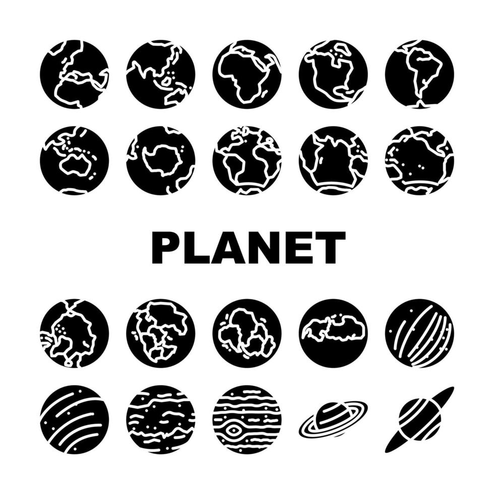 Terre monde globe planète Icônes ensemble vecteur