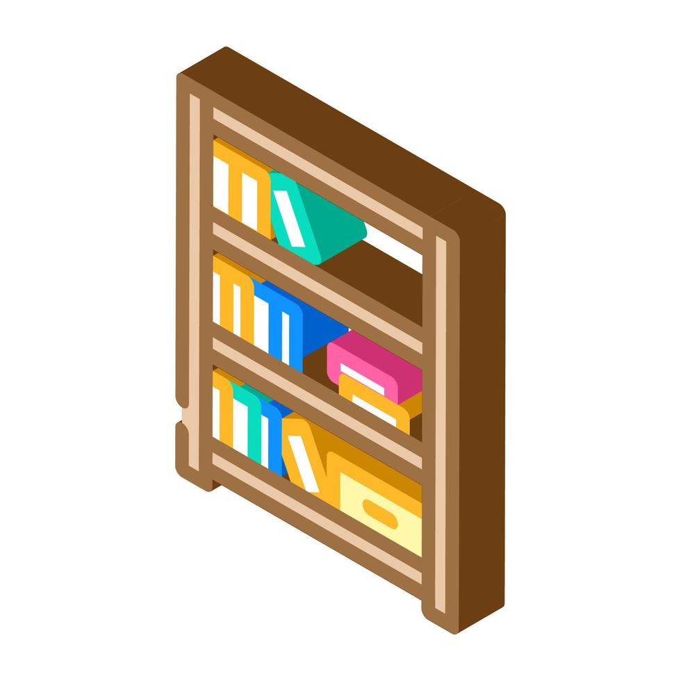 étagère à livres vivant pièce isométrique icône vecteur illustration